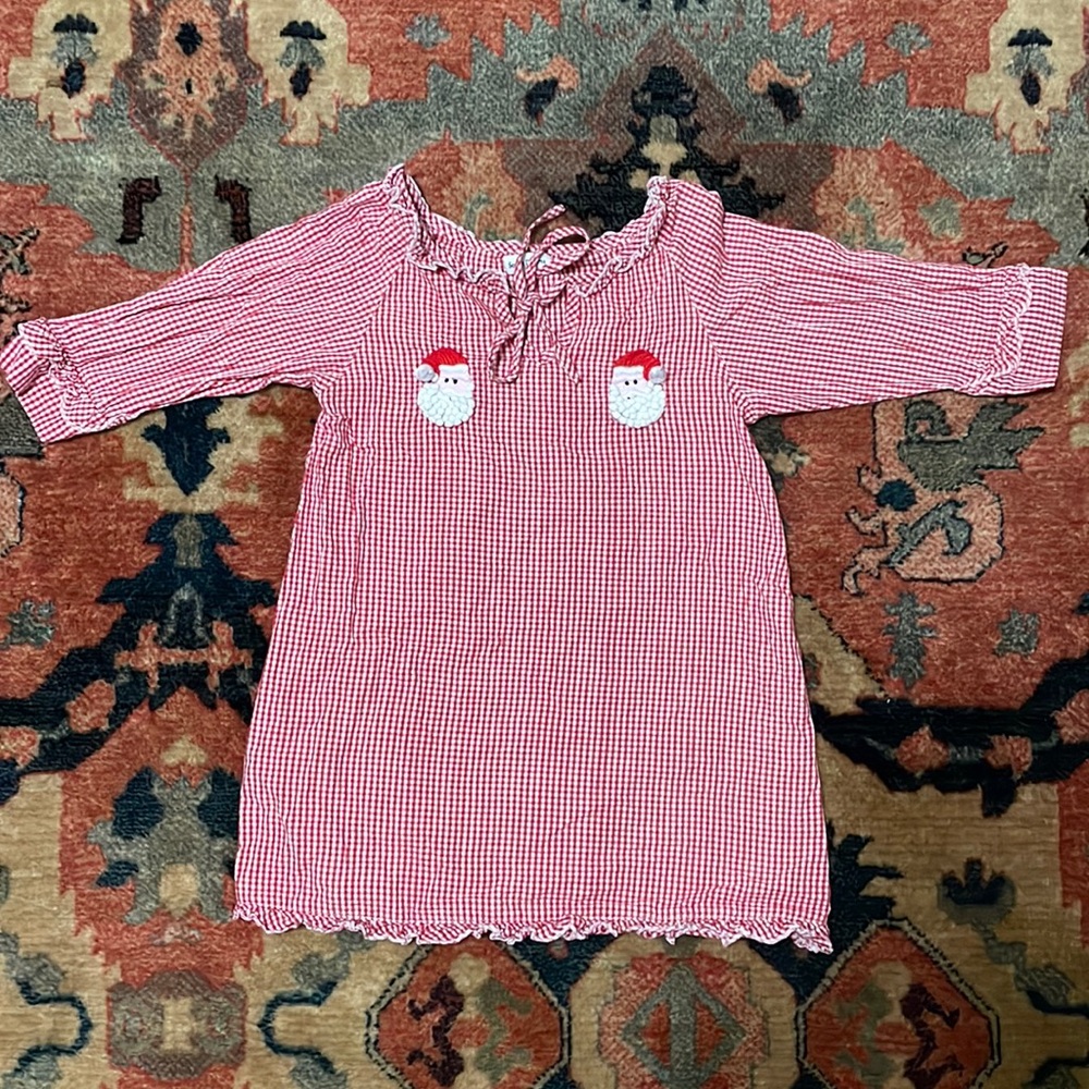 Sweet Dreams Toddler girls red check Santa nightgown 2T cotton